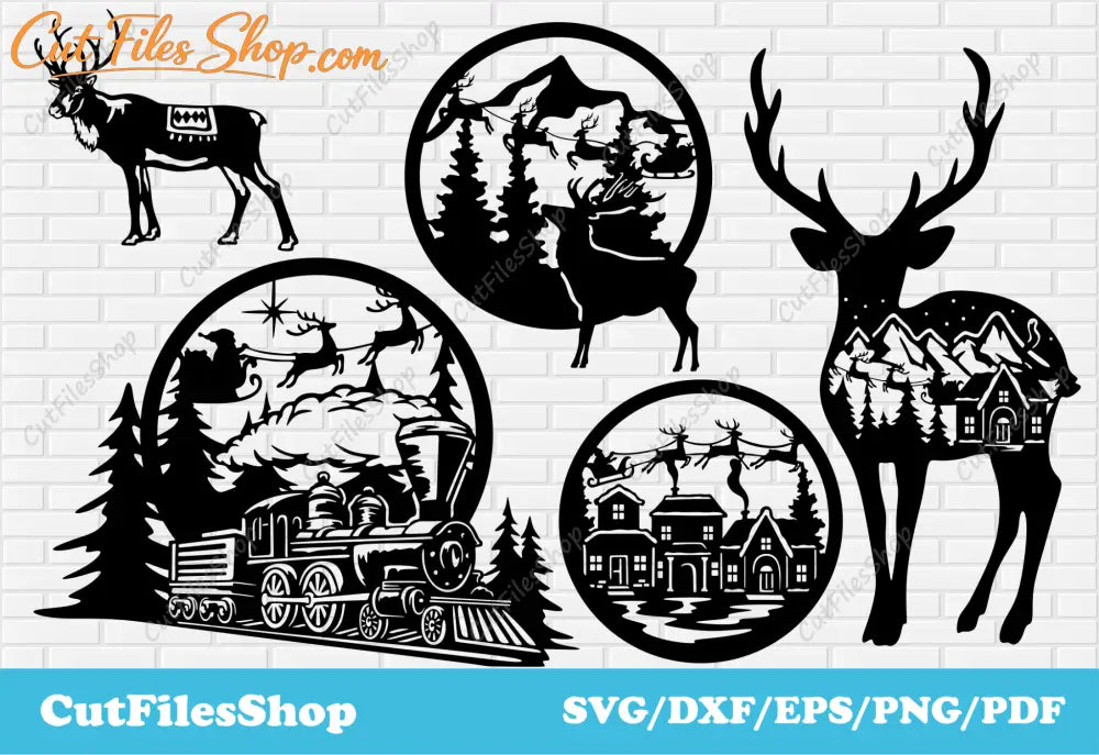 Christmas scenes dxf for laser cutting, Svg Christmas for cricut, Crafting machine files - Cut Files Shop