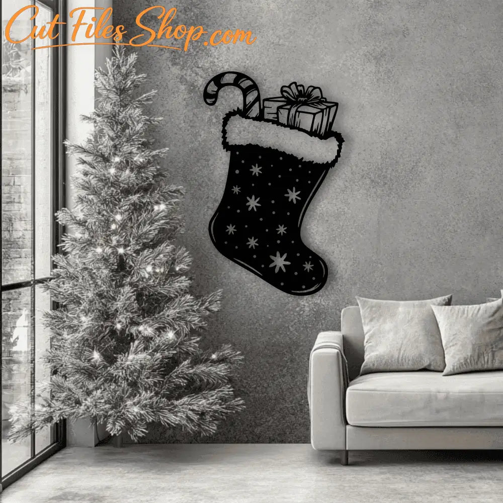 Christmas Stocking Vector Svg Cut files for Cricut Silhouette Project Dxf for CNC Sublimation Design DIY Christmas Gift