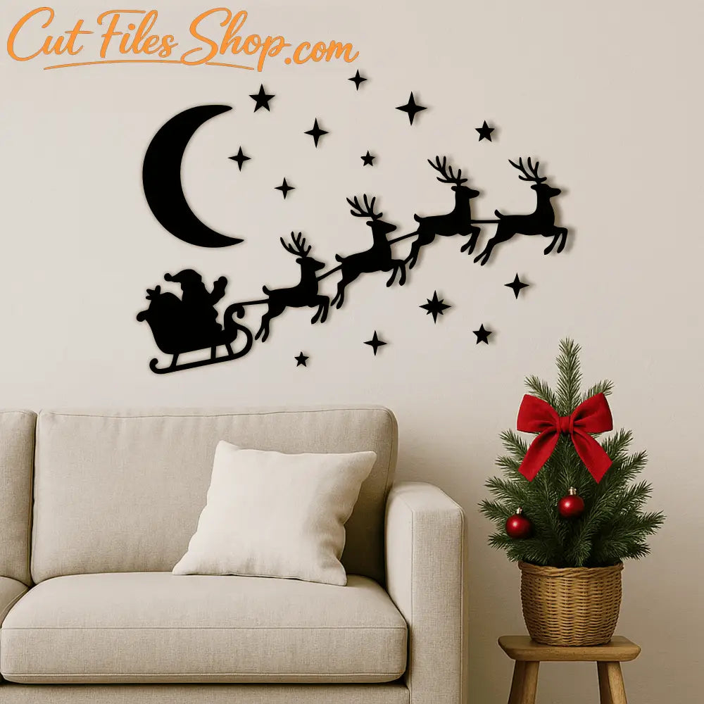 Reindeer under the moon vector for winter crafts