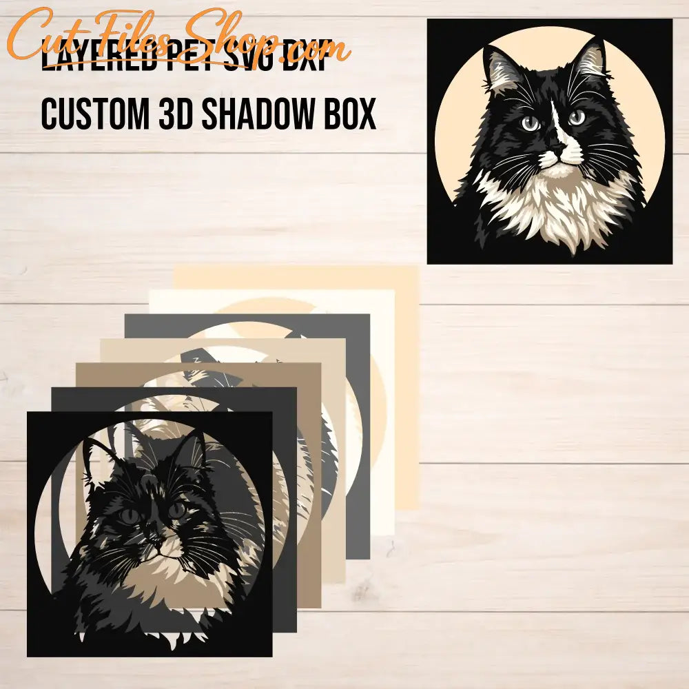 Custom layered SVG portrait for laser cutting and paper craft projects.