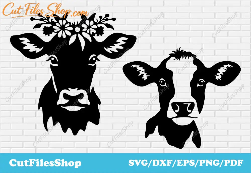 Cute cows svg for cricut, png cows for sublimation, svg for shopper design, cows dxf for laser cut, cows with flowers svg, flower cow svg, silhouette cows, paper cut svg, stencils cows dxf