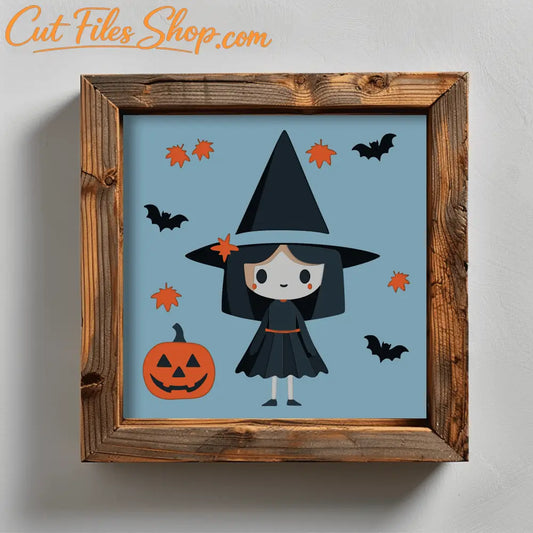 Cute Witch Svg for Cricut, 3d Light box Svg Template, Layered Shadow Box Svg, Glowforge Dxf files