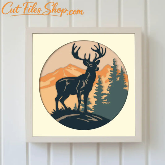 Deer 3D Shadow Box Templates, Svg for Cricut, Multilayer svg, Dxf for Silhouette Studio, Deer layered Svg, Cutting Files, Wall decor 3d Svg, Dxf for Laser cut