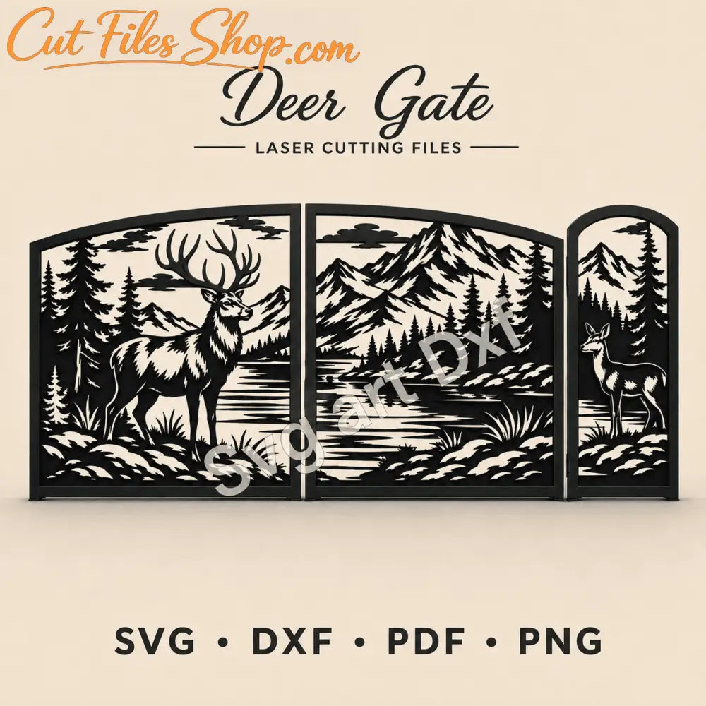 Stag and doe entrance gate set for CNC plasma and laser cutting.