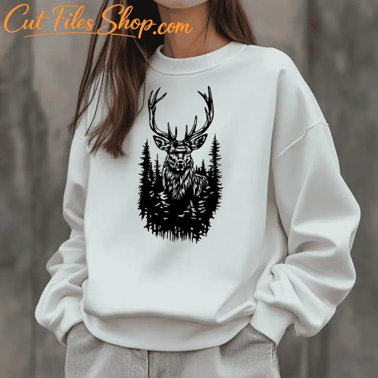 Forest Deer Scene SVG, CNC Cutting Files for Laser & Plasma, DIY Craft Projects