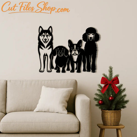 Husky Dachshund Bulldog Poodle DXF file