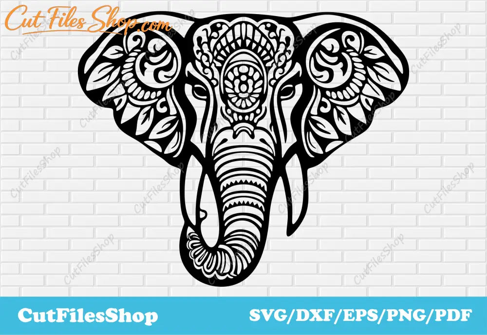 Elephant mandala dxf for CNC, Laser cut files, mandala stencil dxf, Elephant dxf for Plasma cut, Png for Sublimation, animals mandala art, geometric art dxf, Mandala Animal Images, elephant face dxf, stencils animals dxf, plasma animals dxf cut files