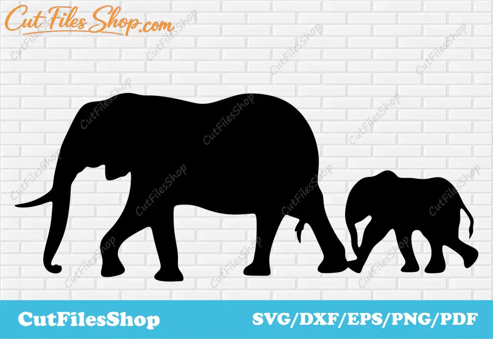 Elephants Svg cut files for Cricut, Elephants scene dxf for laser, t shirt vector design free download, Elephant mama svg, Elephant baby svg, Elephants png eps, Elephant silhouette, cut files shop, silhouette cutting, printable dxf files, paper cutting svg, craft svg, svg designs
