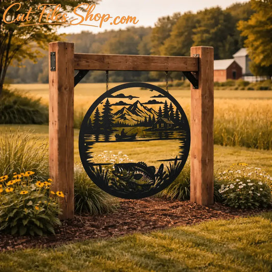 Bass fishing metal wall panel SVG design