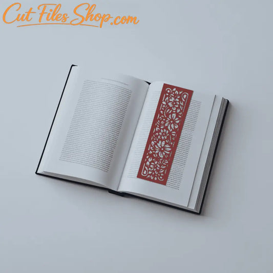 Decorative flower bookmark laser cut vector