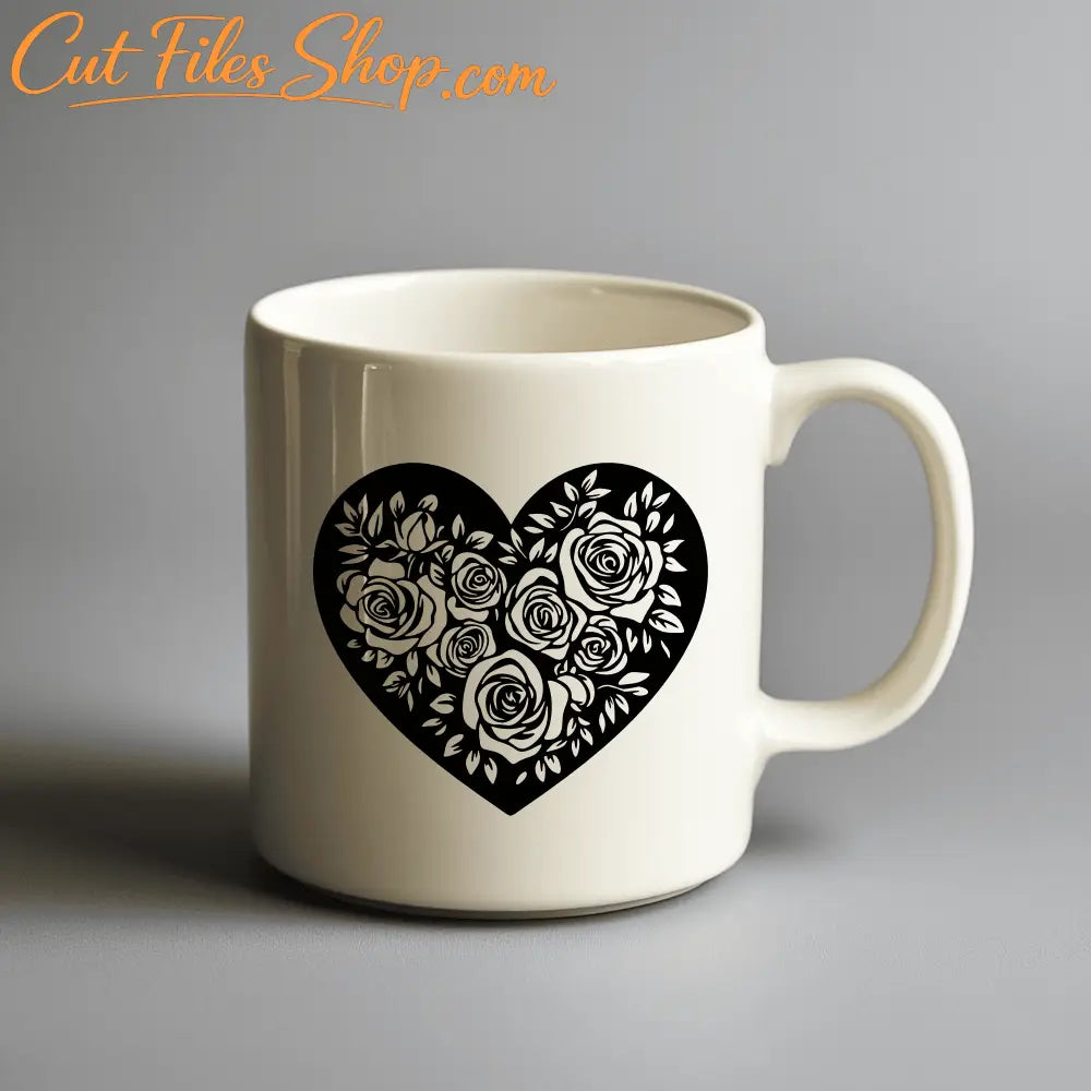 Floral Heart SVG DXF – Sublimation, Vinyl Decals, and DIY Valentine Crafts
