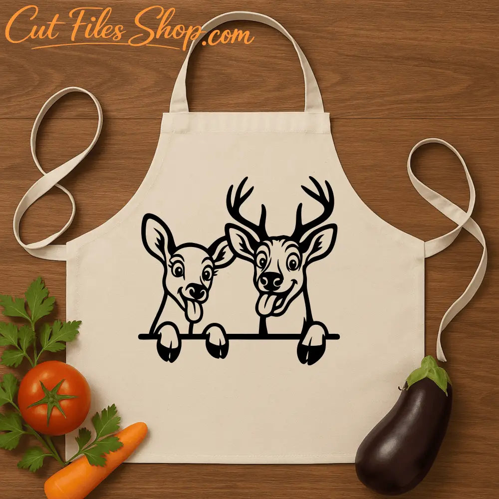 Cartoon buck and doe vector for craft cutters