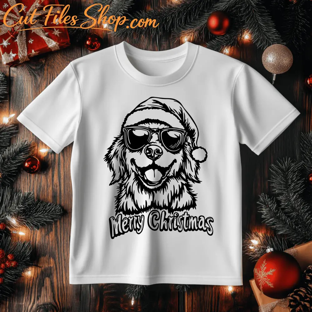 Golden Retriever Christmas SVG, Santa Hat Clipart, Cutting Files for Cricut & Silhouette, PNG for Sublimation Funny T-Shirt Design, Christmas GIFT DIY, Best Vector Images