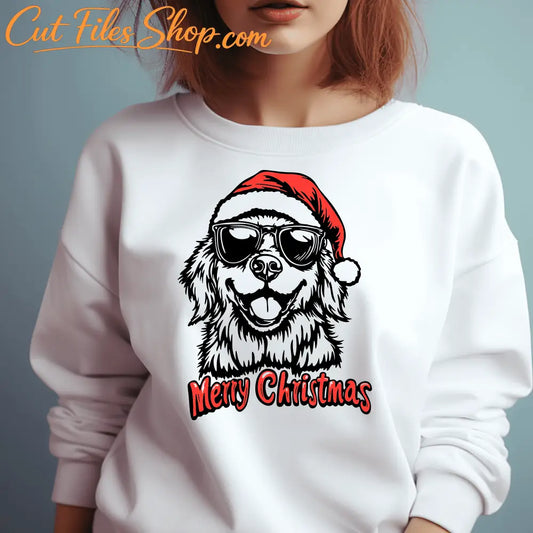Christmas Golden Retriever SVG, Santa Hat Clipart, Cricut & Silhouette Cutting Files, PNG for Sublimation T-Shirt Designs, Christmas Animals Collection PNG, Best Free svg site