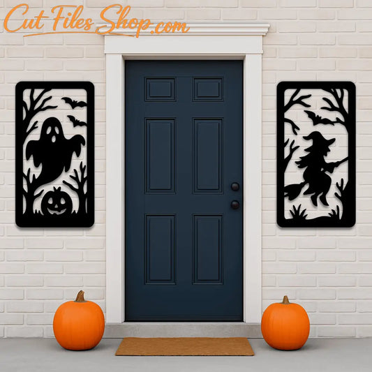 Witch flying on broom silhouette DXF design for Plasma