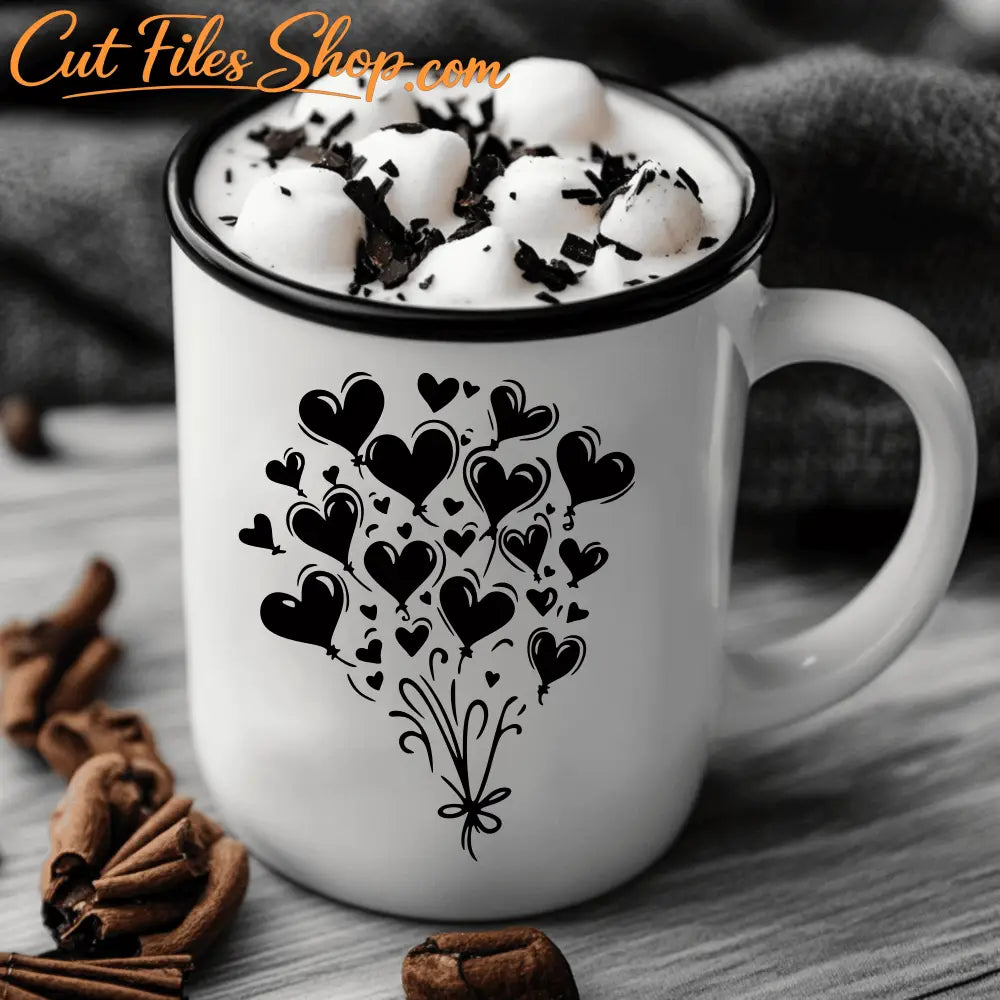 Heart Balloons SVG for Cricut Projects, CNC Laser Cut Files, DIY Birthday Card, Sublimation Art