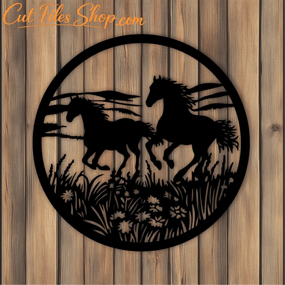Galloping Horses SVG & DXF Files for Cricut, CNC, and Vinyl Art Projects