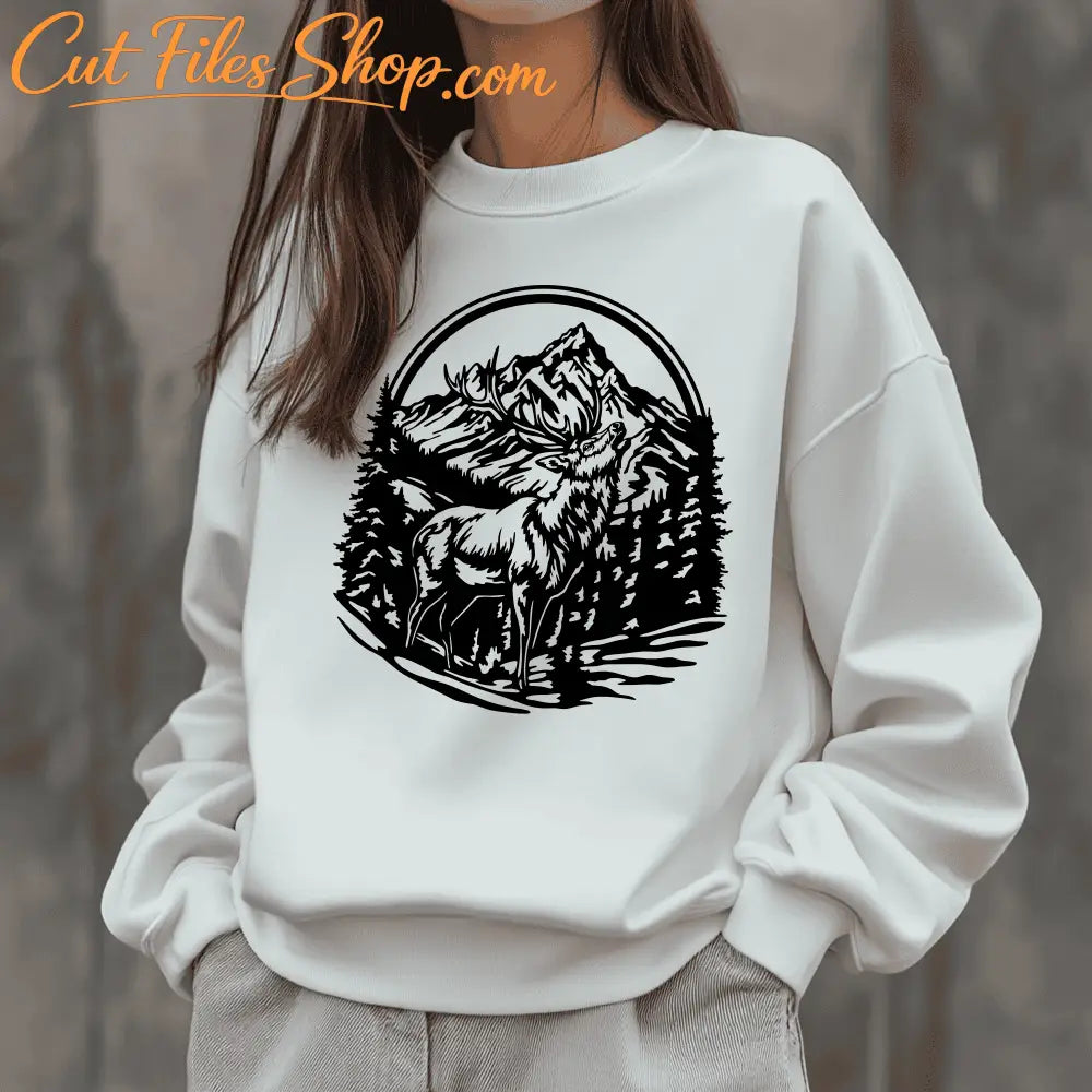 Howling Deer DXF for CNC & Laser Cutting SVG for Cricut & Silhouette Sublimation Design - Digital Artwork