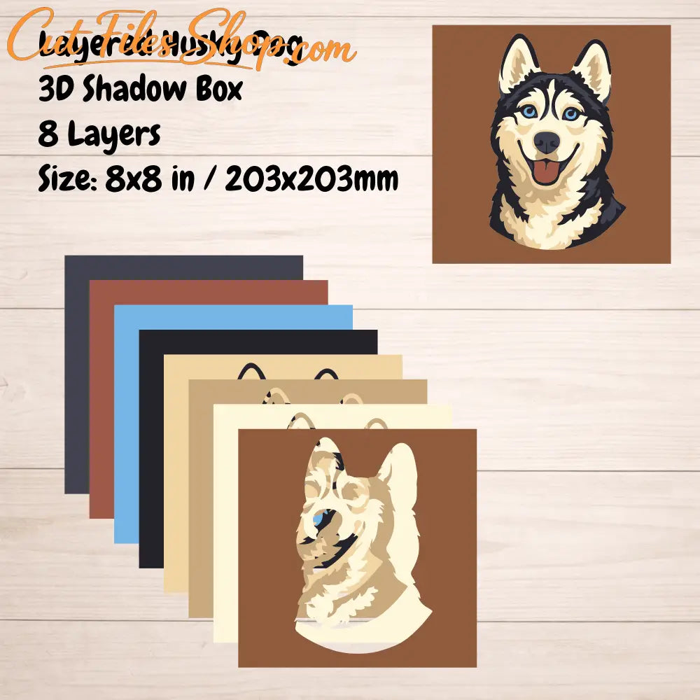 husky shadow box svg for silhouette machine