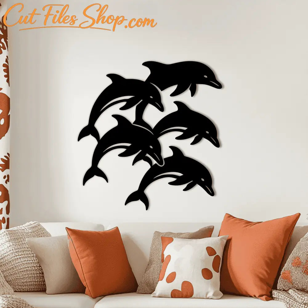Ocean dolphin metal wall decor silhouette