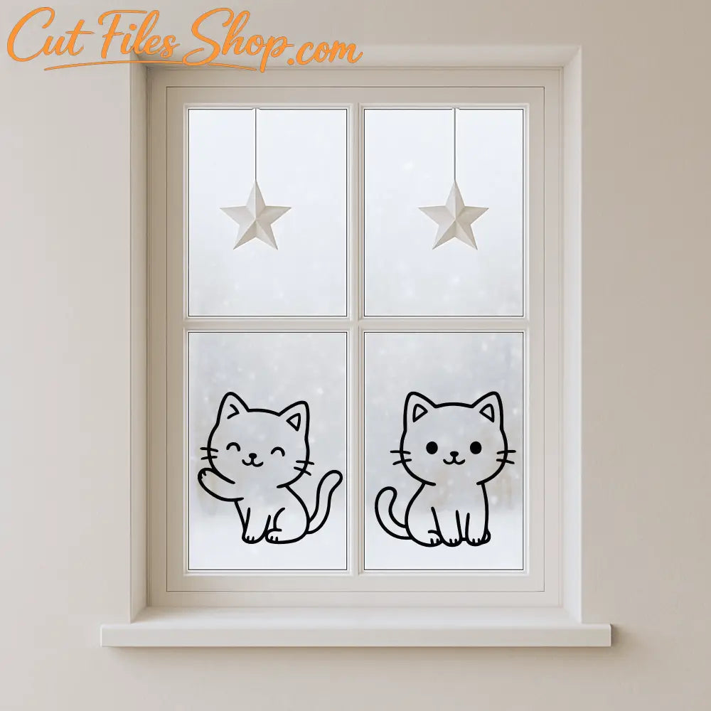 Kawaii cat clipart bundle for cutting machines