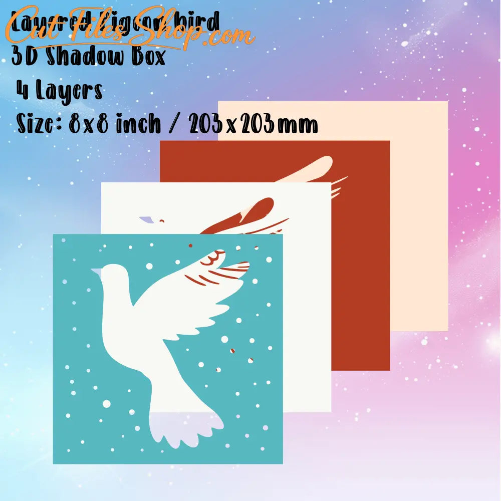 Pigeon Bird 3D Shadow Box for Home Decor, Layered SVG, DXF for Laser Cut, Unique Gift Craft, Shadow Box Papercut Template