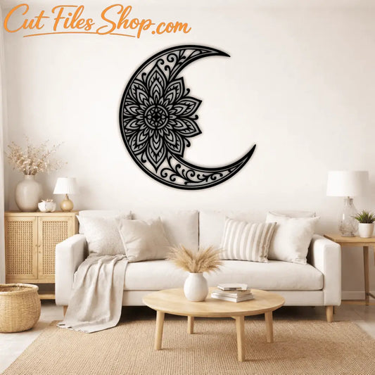 Moon mandala design SVG DXF for xTool, Silhouette and laser projects