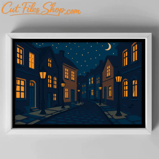 3D shadow box night city multilayer template