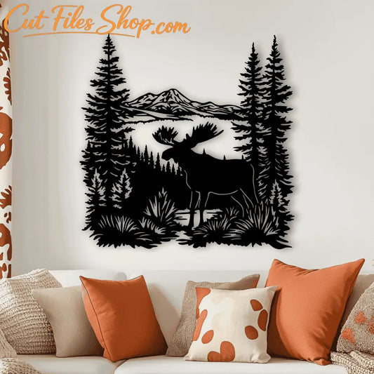 Moose and Nature Scene – DXF for Plasma, SVG for DIY Wall Art