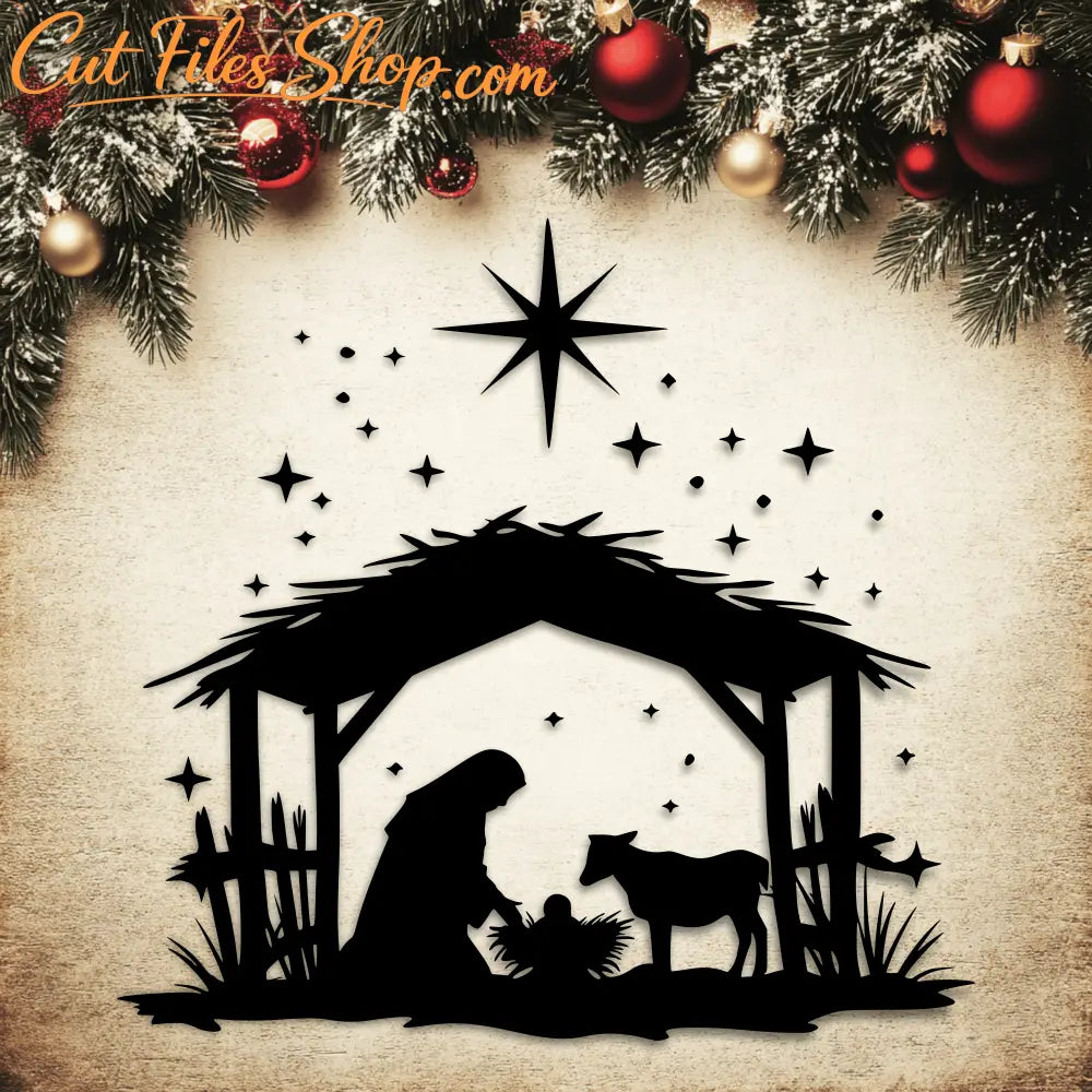 Nativity SVG for Cricut & Silhouette, DXF for Laser Cut, DIY Christmas Decoration, Baby Jesus, Virgin Mary, Holy Family Vector