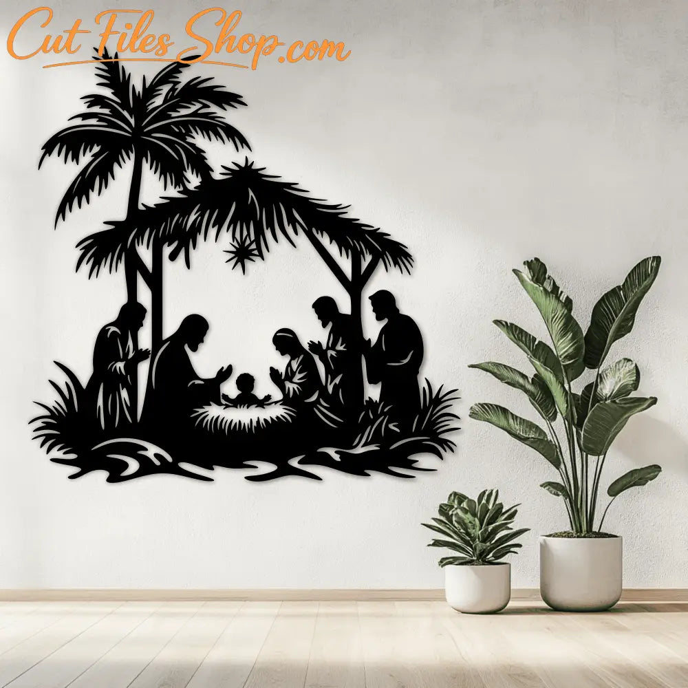 Nativity SVG EPS PNG, CNC DXF Cut Files, Cricut & Silhouette Christmas Decor, DIY Projects, Virgin Mary Holy Family SVG DXF, Laser metal cut, DXF for Plywood