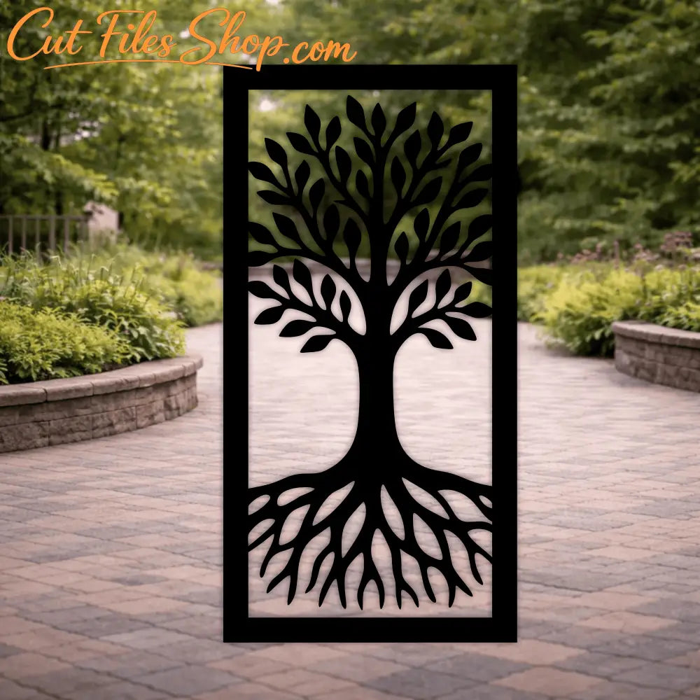 Tree Panel SVG DXF EPS for CNC, plasma cutting