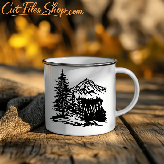Mountains SVG & Nature DXF for DIY Wall Art and Sublimation Designs, DIY Camping mug
