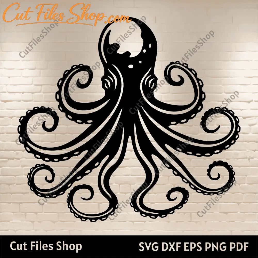 Octopus cutting files, Octopus svg for Cricut, Octopus dxf for Laser cut, Cnc router files, free svg files, sea animals svg, ocean animals svg, sea life svg