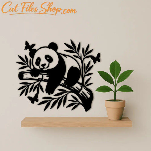 Sleeping panda under moon silhouette cut file