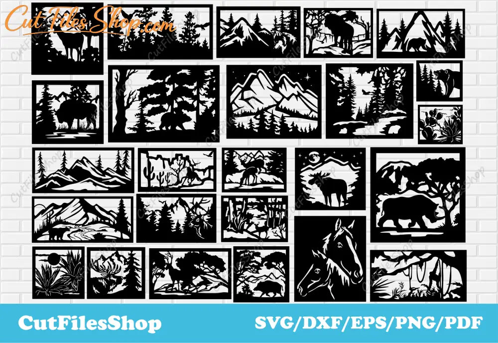 Panels dxf files, panels for laser cutting, metal cut dxf, nature scenes panels dxf, panels art dxf, free download dxf files for laser, laser svg, mountains panels dxf, cnc files for plasma, vector tracing, free home svg files, svg bundles, big svg bundles, cutting files for crafters