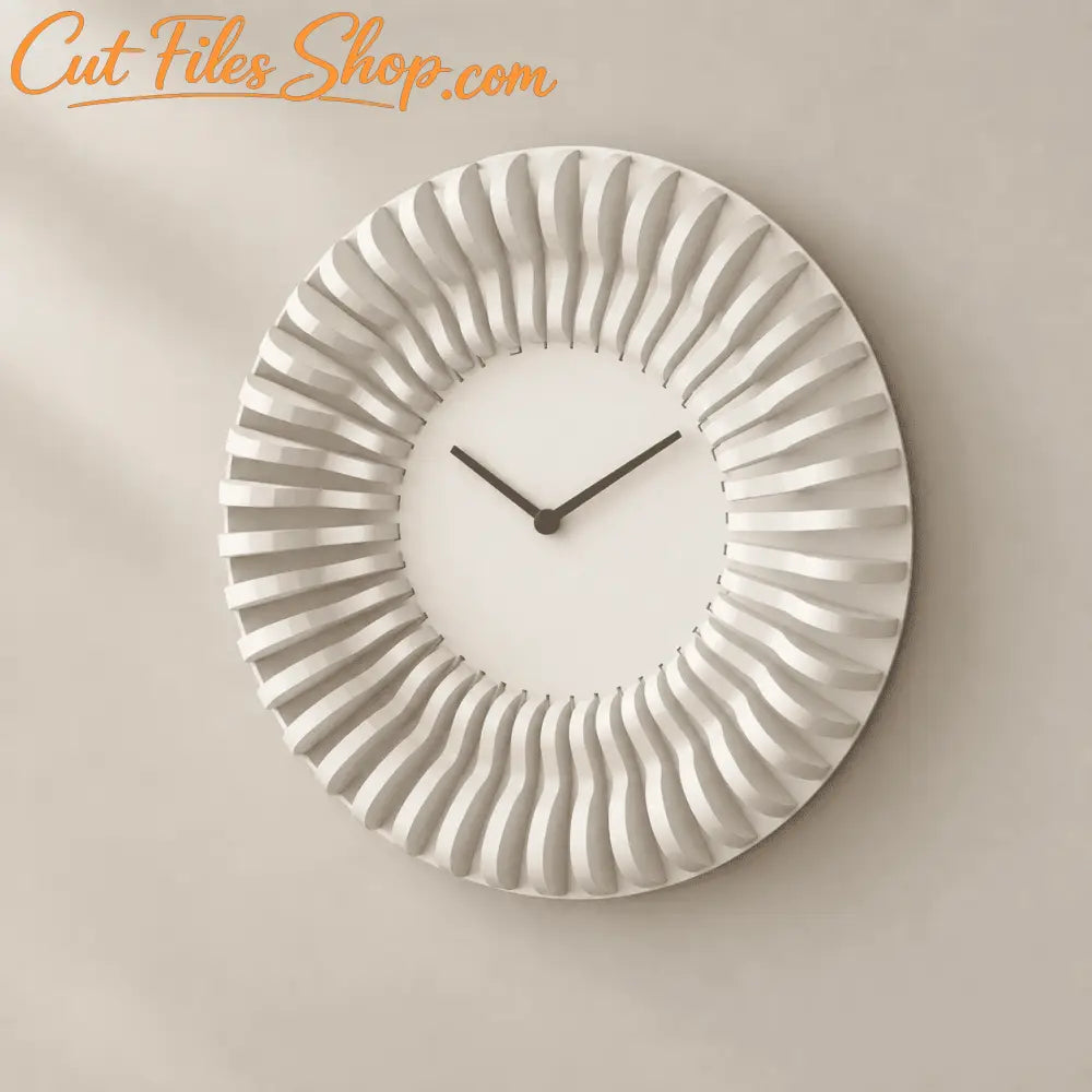 Parametric plywood clock assembly showing the slotted backing disc, rear hanging ring and clock mechanism.