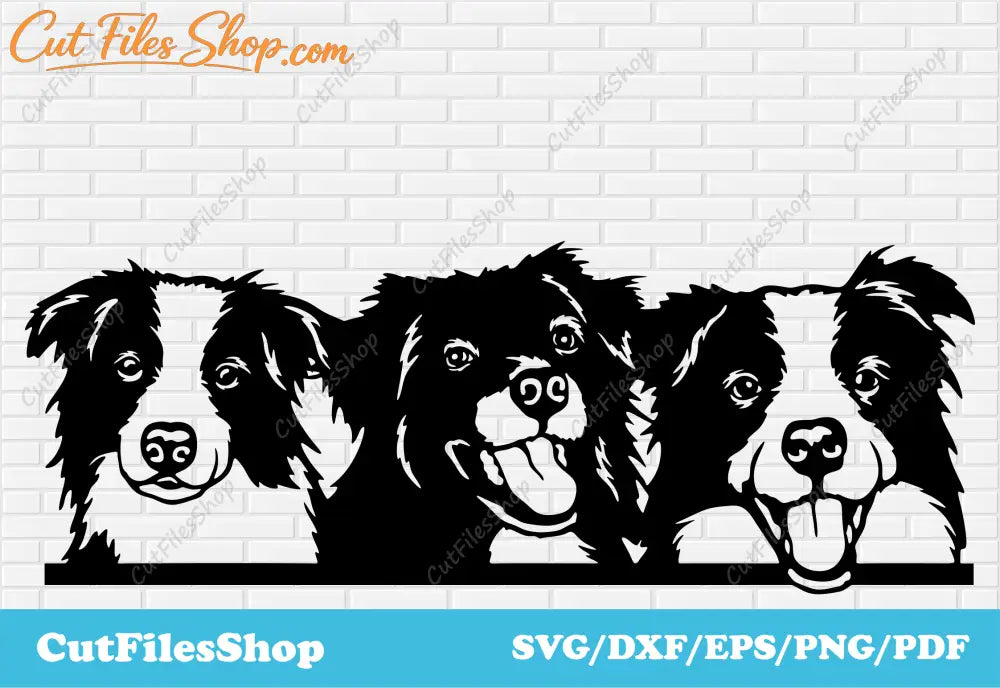Peeking dogs svg for cricut, border collie svg, Border Collie Silhouette, Dogs dxf for laser, peeking border collie svg, border collie dxf, border collie vector, free dogs vector, t-shirt dogs, dog portrait svg, custom dog dxf svg, cute pets dxf