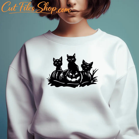 Halloween Peeking Cats SVG DXF for CNC, Cricut, Silhouette, PNG for T-Shirt Designs