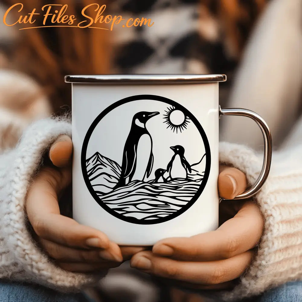 Penguin Scene SVG DXF – Printable Art & CNC Cutting Design
