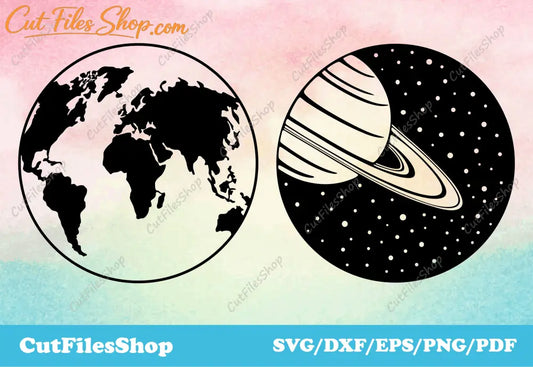 Planets vector images, laser engraver files, cricut vector images, Dxf images for Laser Cutting, Vector images for Cricut, Cnc files for plasma cut, Vector DXF download, Silhouette Cameo Files