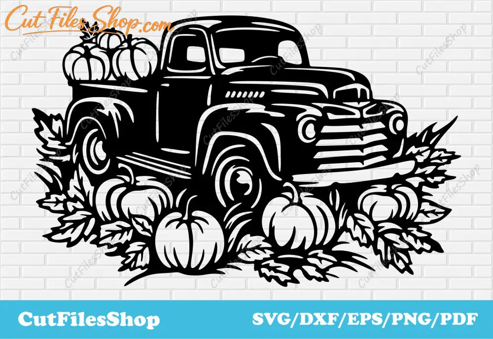 Retro fall scene dxf for laser cut, retro pickup truck svg for cricut, png for t shirt design, fall pumpkins svg, retro truck dxf, retro pickup svg, wintage fall svg, retro truck with pimpkins svg, funny fall svg