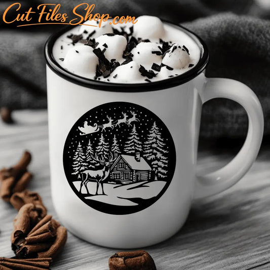 Santa Workshop Cut Files, Christmas Scene Svg for Cricut, Dxf for Laser Cutting, Sublimation Design, Holiday Gift Idea