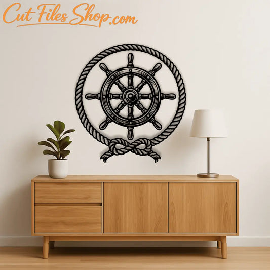 Boat steering wheel silhouette for laser cutting
