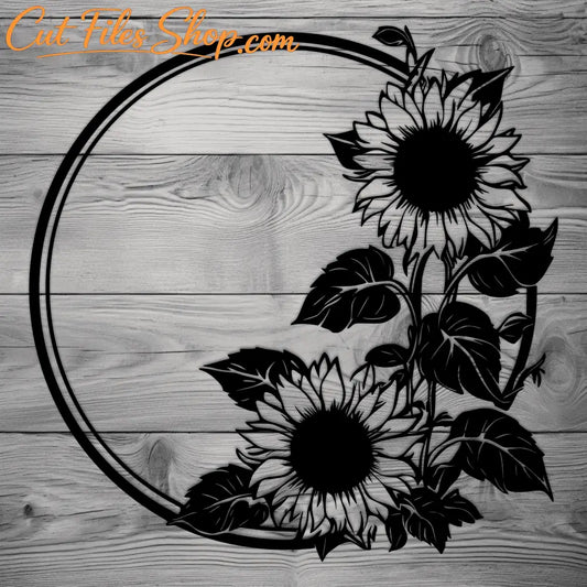 Floral sunflower round SVG cut file