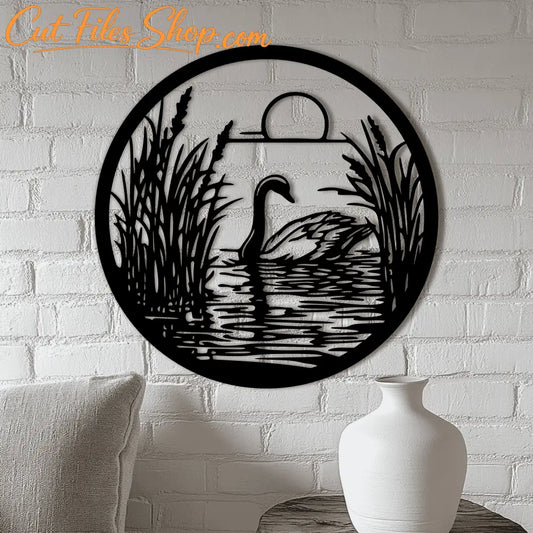 Swan Lake Scene Cutting Files – DXF for CNC, SVG for Vinyl Decals and Sublimation