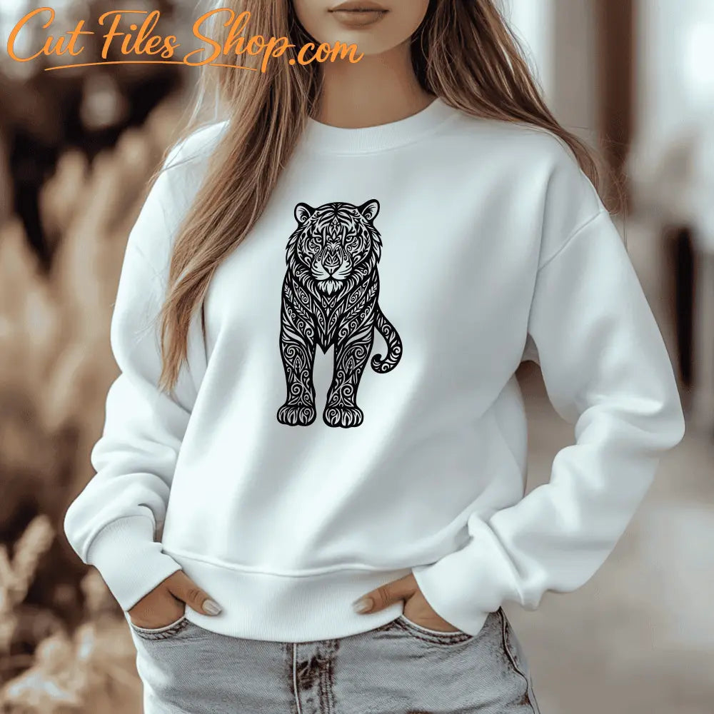 Tribal tiger silhouette PNG for boho crafts