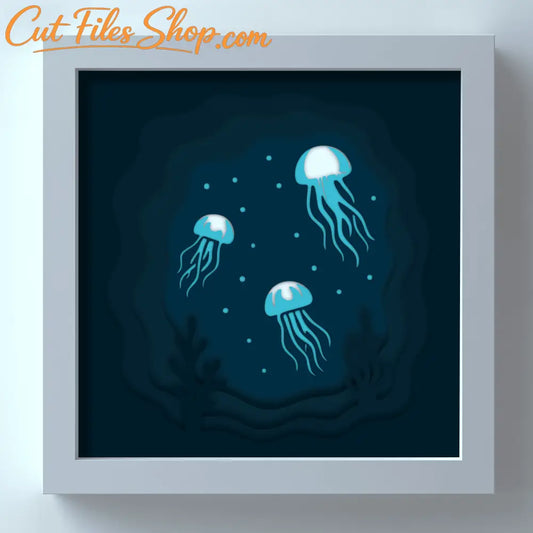 Ocean scene layered paper cutting design for Cricut and Glowforge