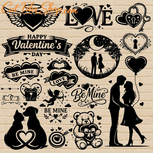 Valentine sign designs SVG DXF for laser cutting and CNC projects