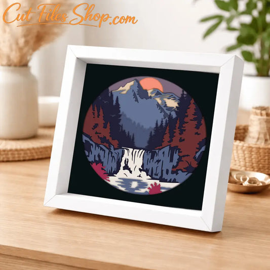 mountain waterfall multilayer svg for cricut